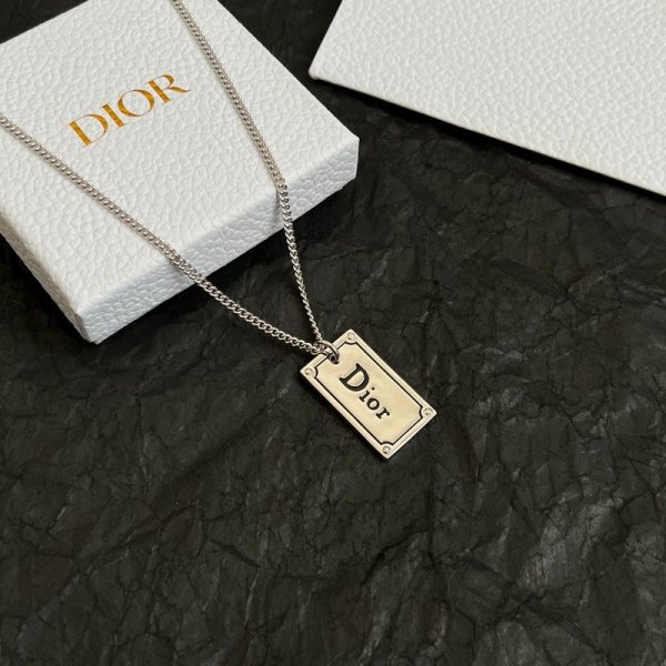 18K CD Oblique Plate Pendant Necklace - 图片 8
