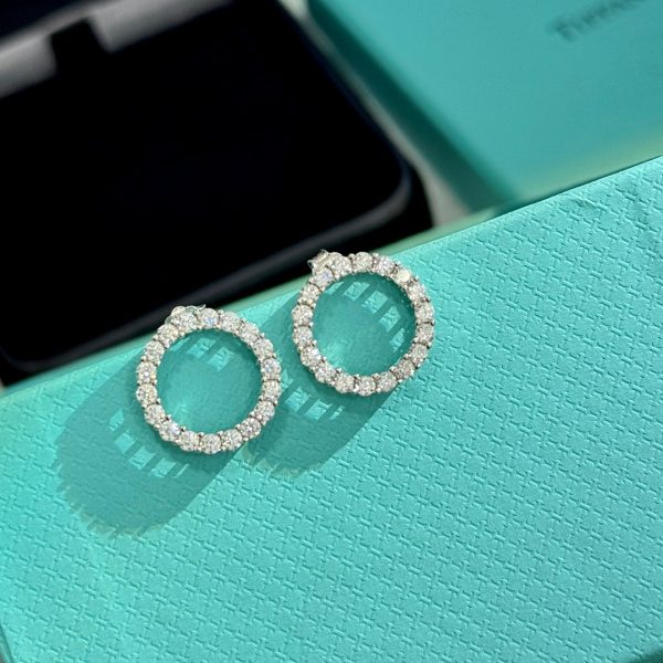 18K T Circle Diamonds Earrings - 图片 7