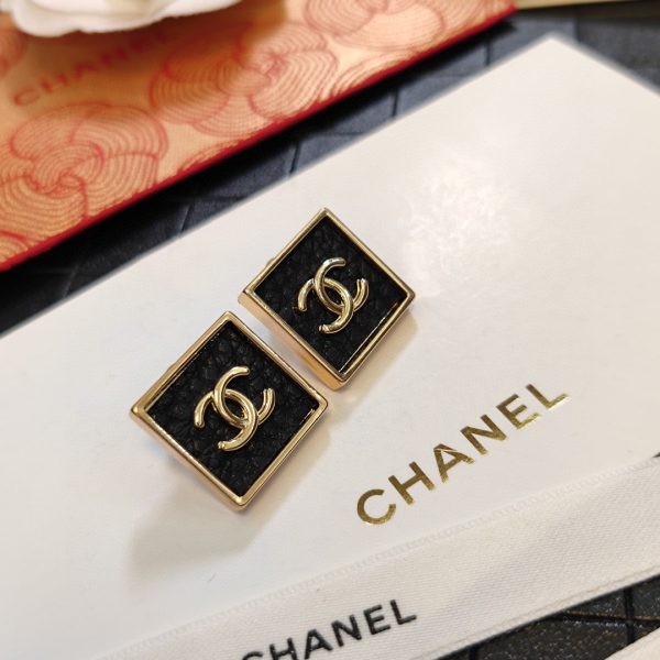 18K CC Black Square Earrings - 图片 7