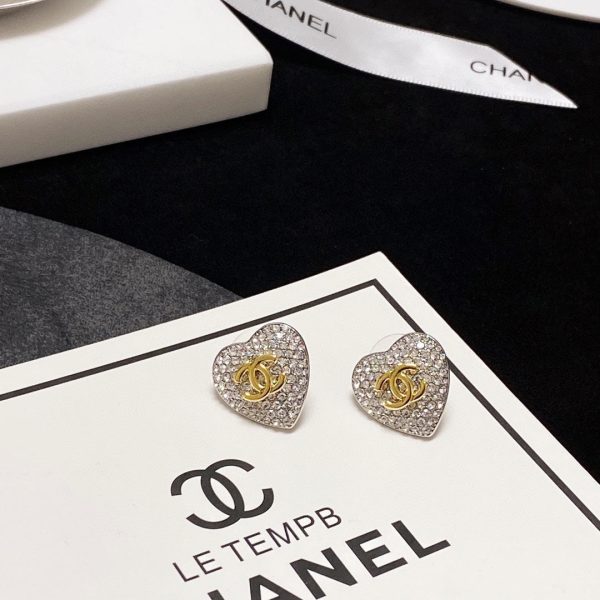 18K CC Heart Diamonds Earrings - 图片 8
