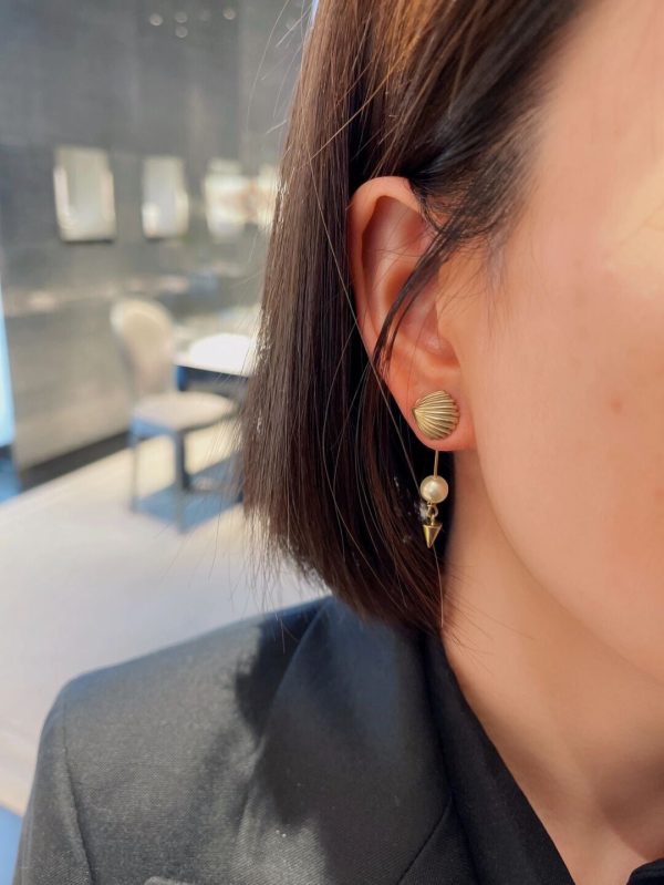 18K CD Pearl Pendant Earrings - 图片 2