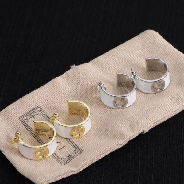 18K Double G Color Enamel Earrings - 图片 7
