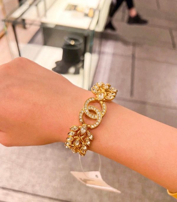 18K CC Crystals Open Cuff Bracelet - Image 5