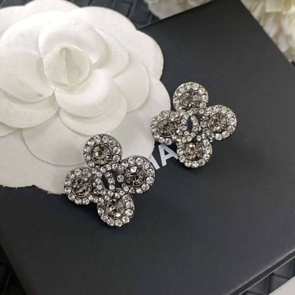 18K CC Flower Crystals Earrings - 图片 4