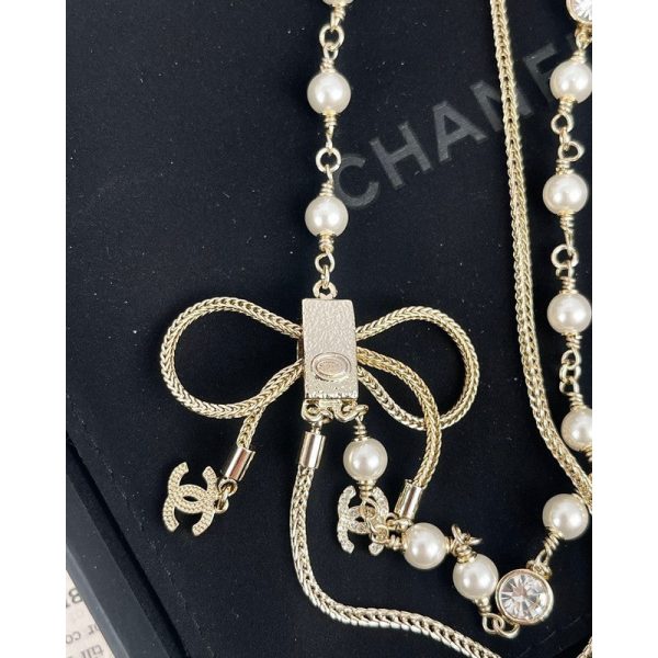 18K CC Bow Tie Pearl Necklace - 图片 7