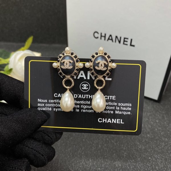 18K CC Pearl Pendant Earrings - 图片 6
