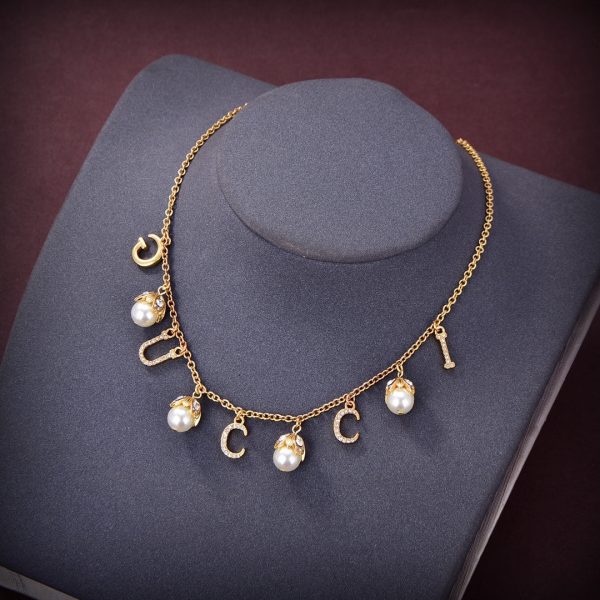 18K Double G Logo Plaque Embellished Pearl Necklace - 图片 6