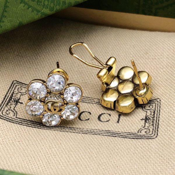 18K Double G Crystals Earrings - 图片 7