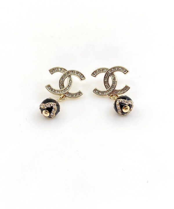 18K CC Pearl Pendant Earrings - 图片 4