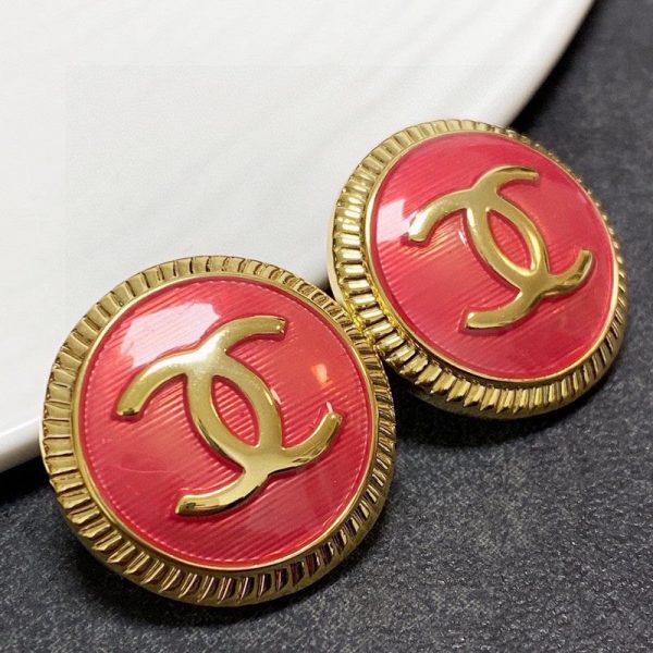 18K CC Pink Round Earrings - 图片 7