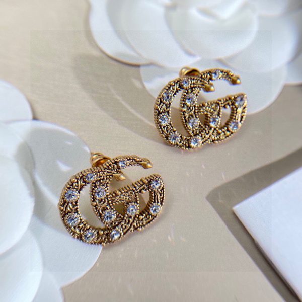 18K Double G Crystals Earrings - 图片 6