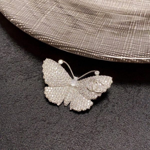 18K CC Full Diamond Butterfly Brooch - 图片 4
