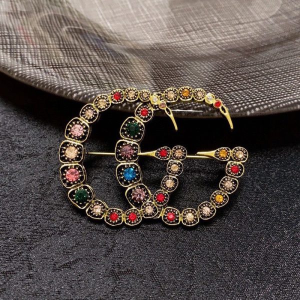 18K Double G Color Crystal Brooch - Image 8