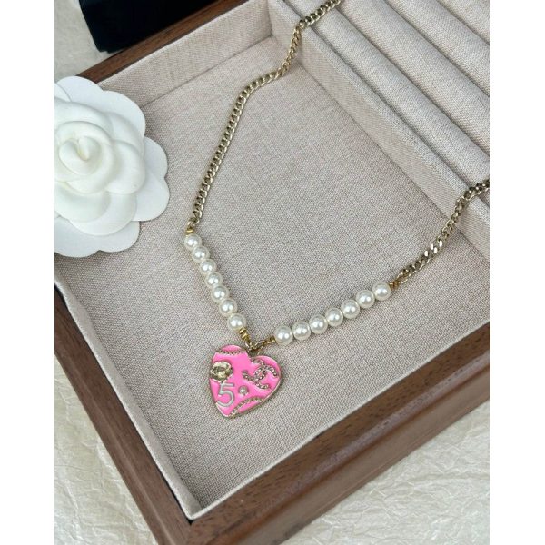 18K CC Pink & Black Heart Pearl Necklace - 图片 8