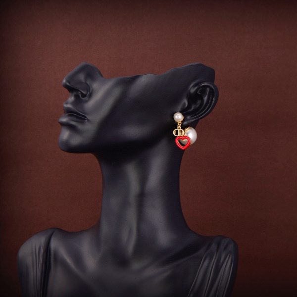 18K CD Heart Valentine Earrings - 图片 4