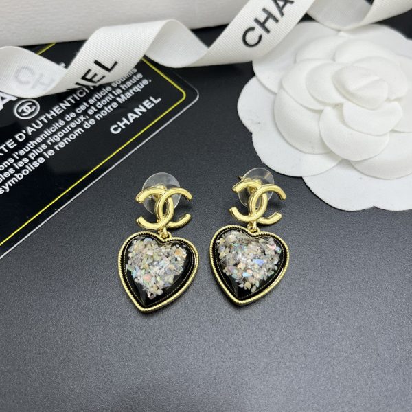 18K CC Multi-Color Crystals Heart Earrings - 图片 9