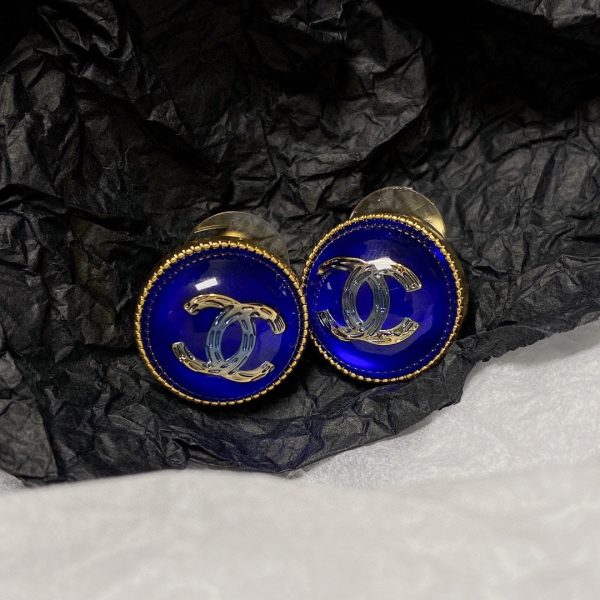 18K CC Blue Crystal Earrings - 图片 8