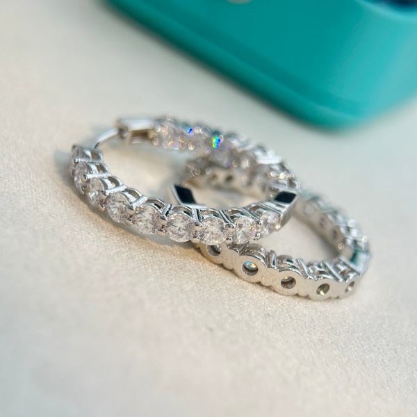18K T Hoop Diamonds Earrings - 图片 7