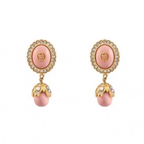 18K Double G Pink Pearls Earrings