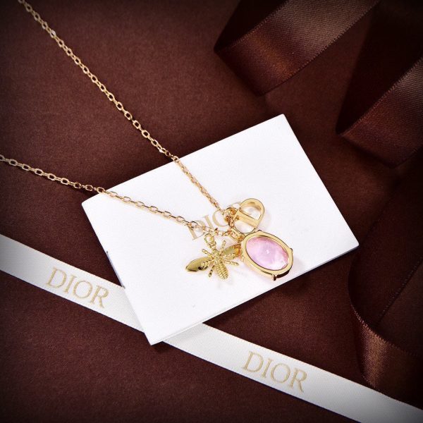18K Petit CD Pink Crystal Necklace - 图片 6
