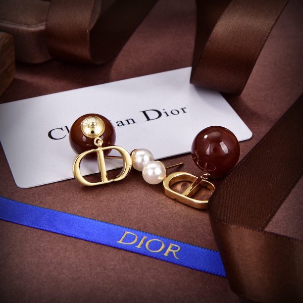 18K CD Tribales Brown Resin Pearls Earrings - 图片 8