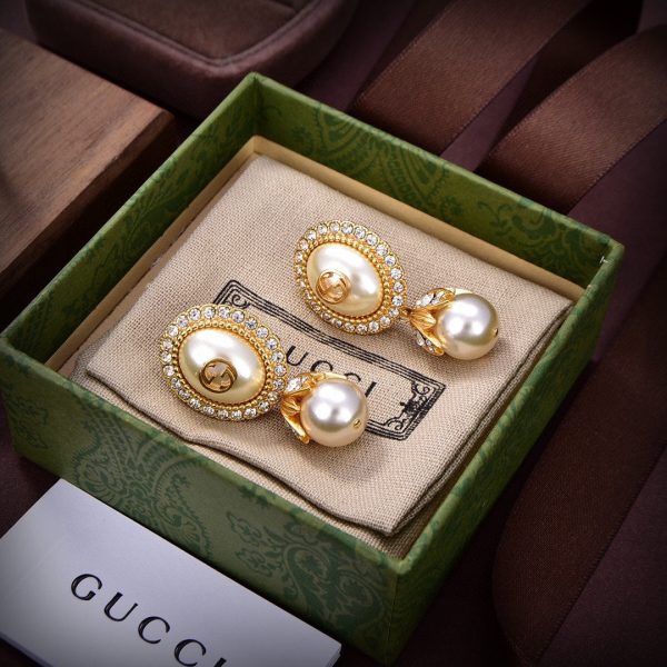 18K Double G Pearl Earrings - 图片 6