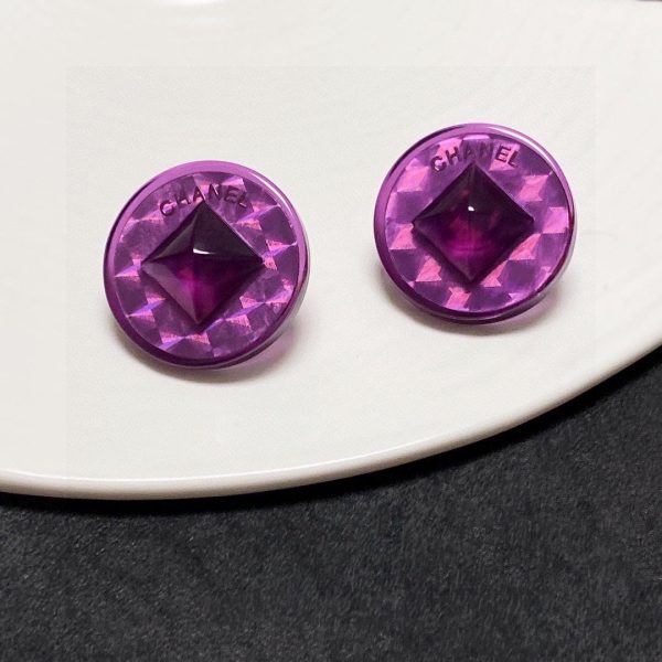 18K Vintage CC Purple Earrings - 图片 7