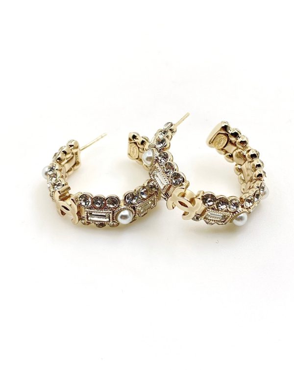 18K CC Crystals Circle Earrings - 图片 7