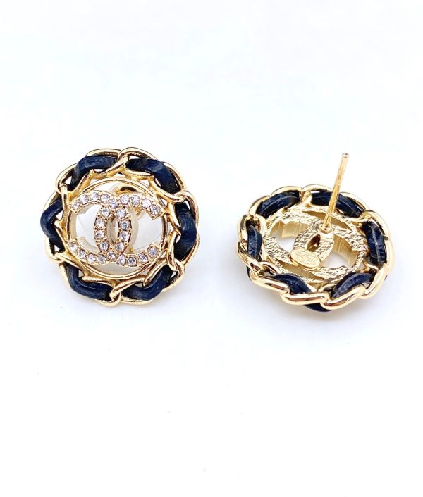 18K CC Black Leather Earrings - Image 7