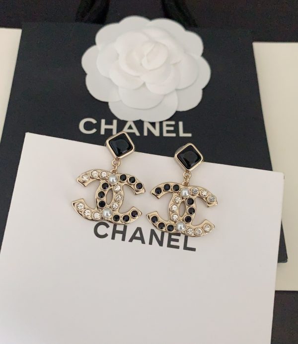 18K CC Black Crystals Earrings - 图片 7