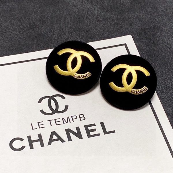 18K CC Black Yellow Gold Earrings - Image 8