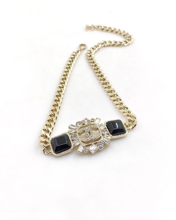 18K CC Black Crystals Chain Necklace - 图片 8