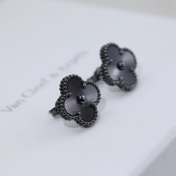 18K Vintage Alhambra Black Earrings - 图片 7