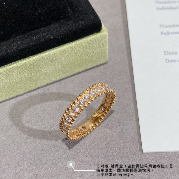 18K Rose Gold Perlée Diamonds Ring - 图片 6
