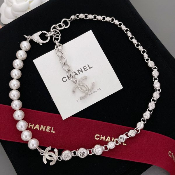 18K CC Pearls Crystals Necklace - 图片 4