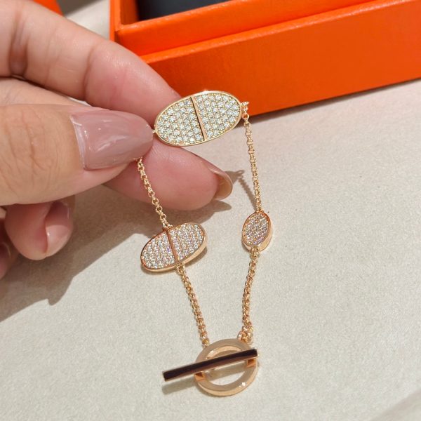 18K Chaine D'Ancre Verso Diamond H Bracelet - 图片 10