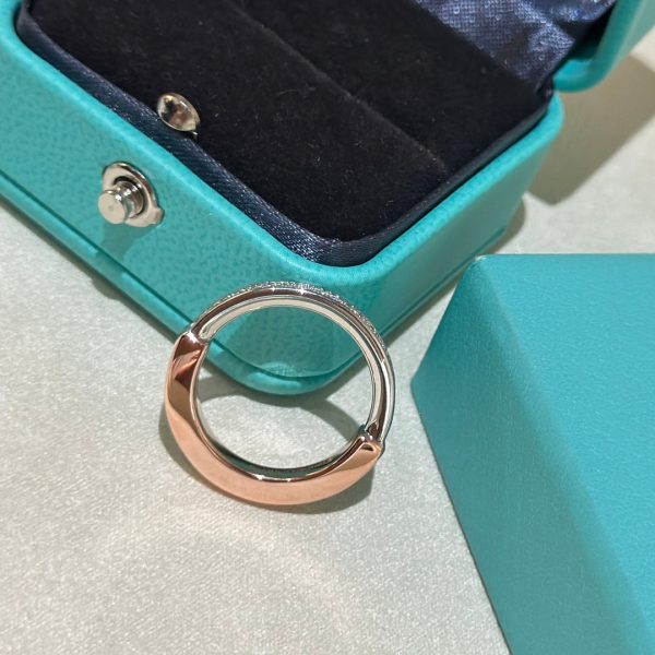 18K T Lock Diamond Rose Gold Ring - 图片 10