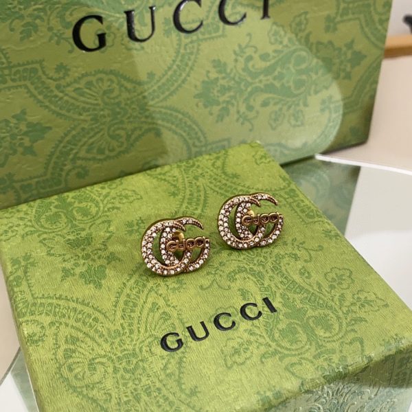18K Double G Logo Diamonds Earrings - 图片 2