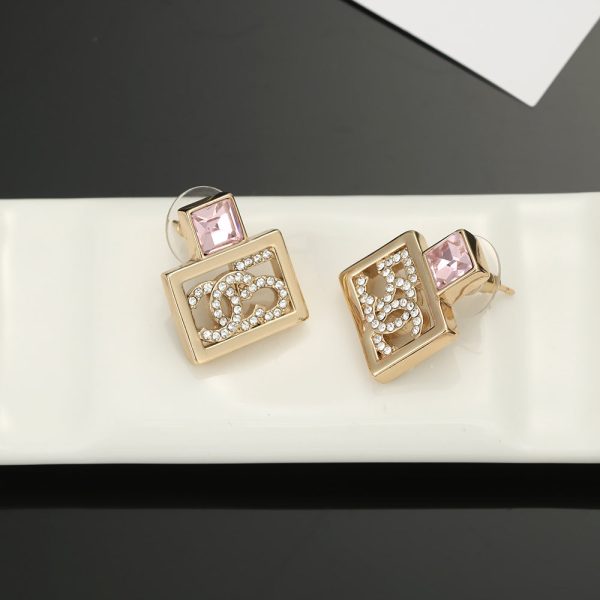 18K CC Square Diamond Earrings - 图片 4