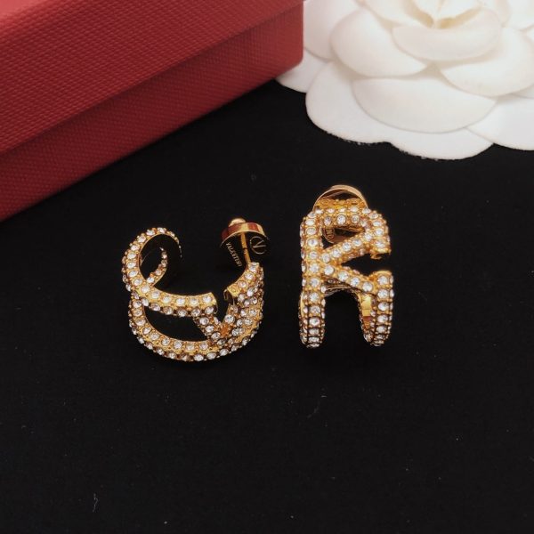18K Vlogo Diamonds Open Earrings - 图片 6