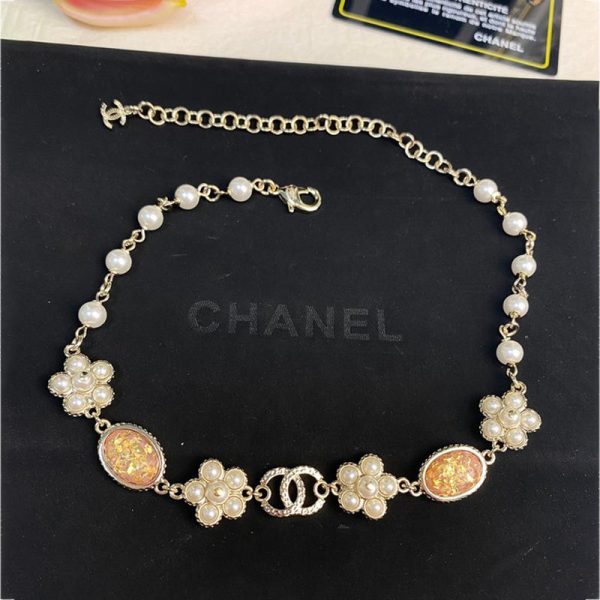 18K CC Black & Orange Crystal Choker Necklace - 图片 2