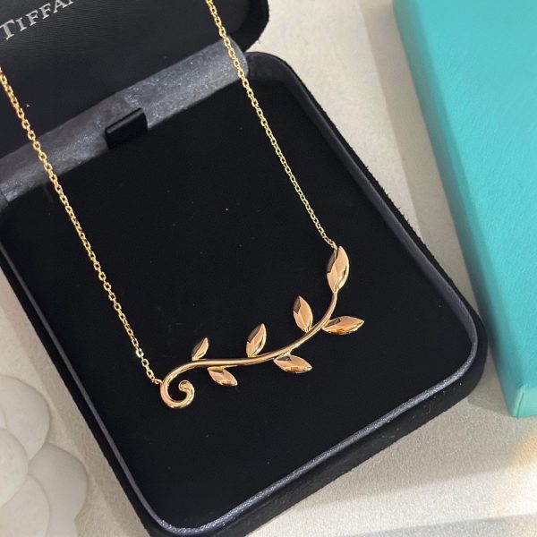 18K T Olive Leaf Vine Pendant Necklace - 图片 6