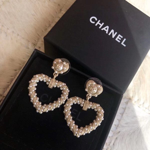 18K CC Heart Pendant Earrings - 图片 7