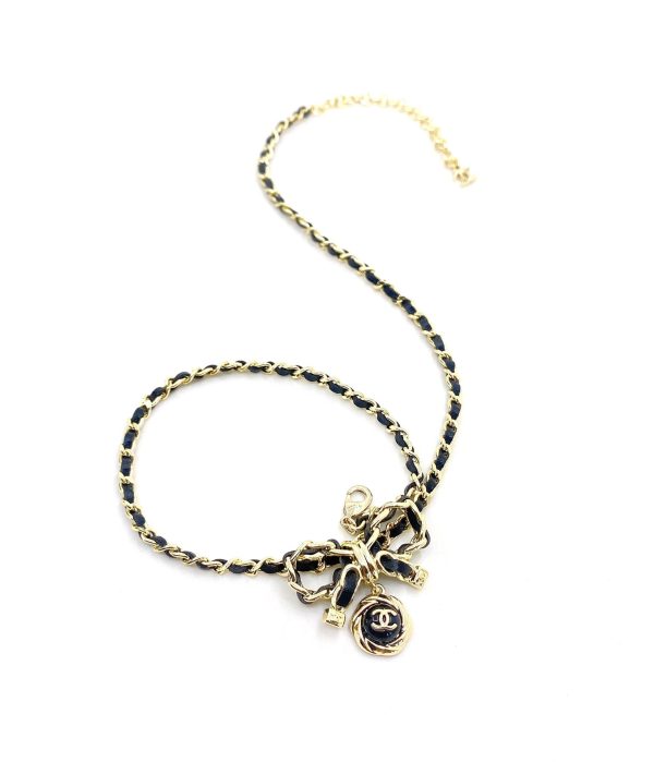 18K CC Rhinestone Bow Tie Necklace - 图片 7