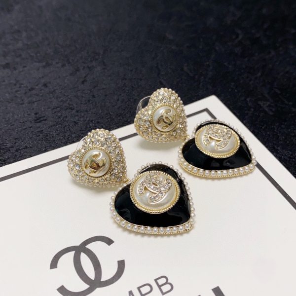 18K CC Black Heart Earrings - 图片 8