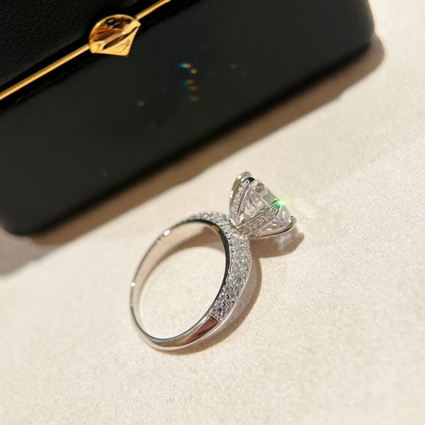 18K T Pavé Tiffany Setting Engagement Ring - 图片 7