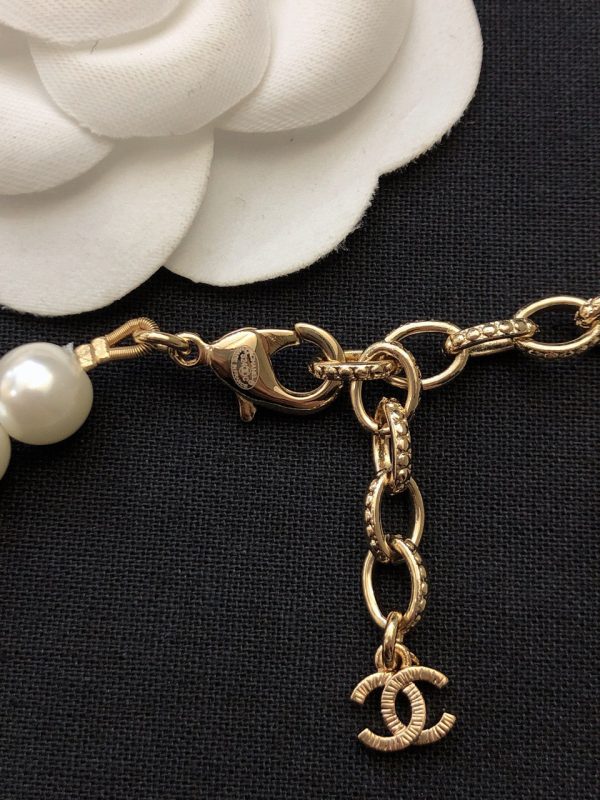 18K CC Scripe Pearls Chain Necklace - 图片 4