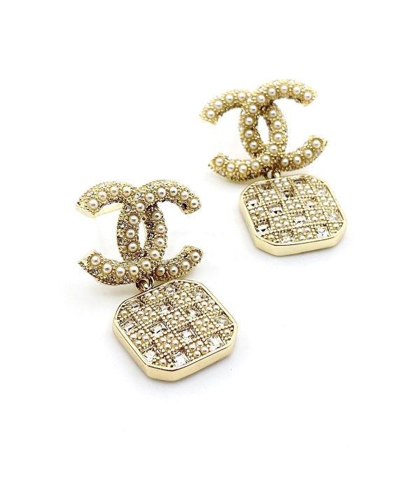 18K CC Diamonds Drop Earrings - 图片 7