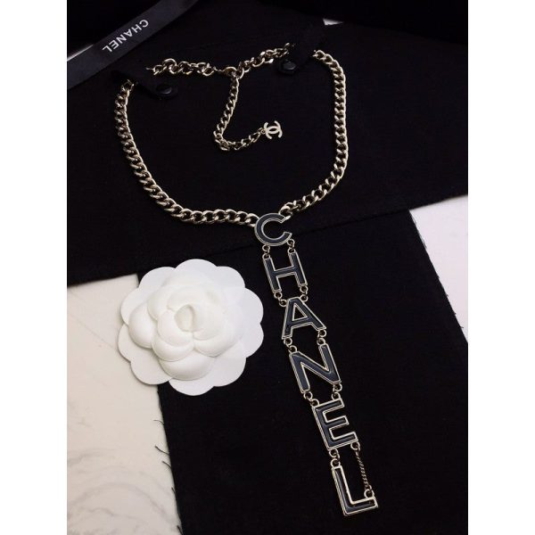 18K CC 22S Big Black Logo Necklace - Image 4