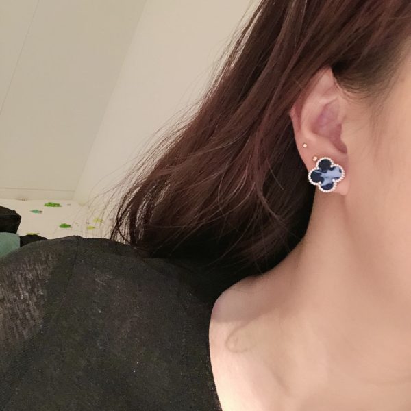 18K Vintage Alhambra Blue Earrings - 图片 5